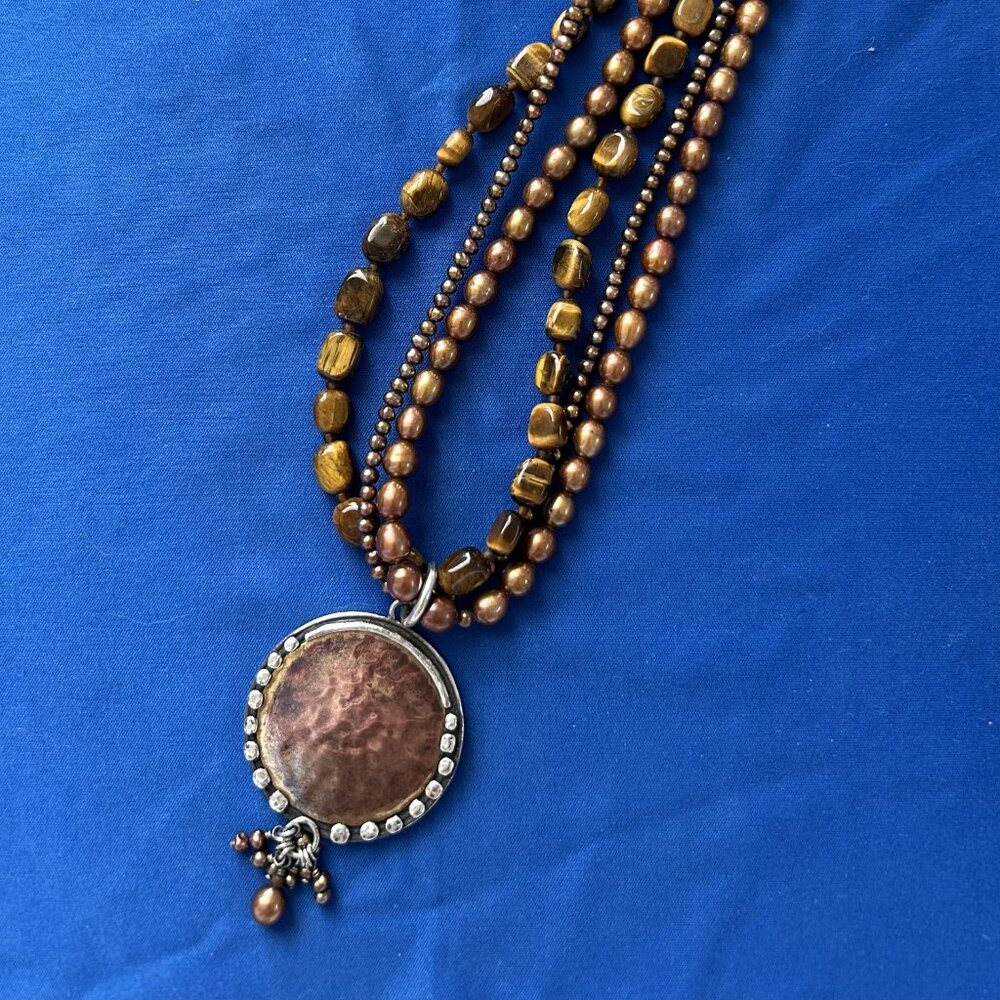 SILPADA Tiger's Eye Bronze Necklace N1838 - Picture 2 of 5